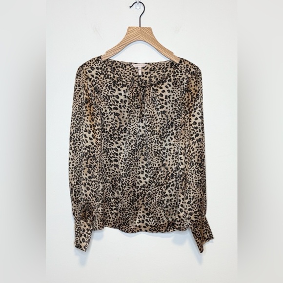 Rebecca Taylor Lynx Print Long Sleee 100% Silk Blouse , sz : 12 - Picture 2 of 8